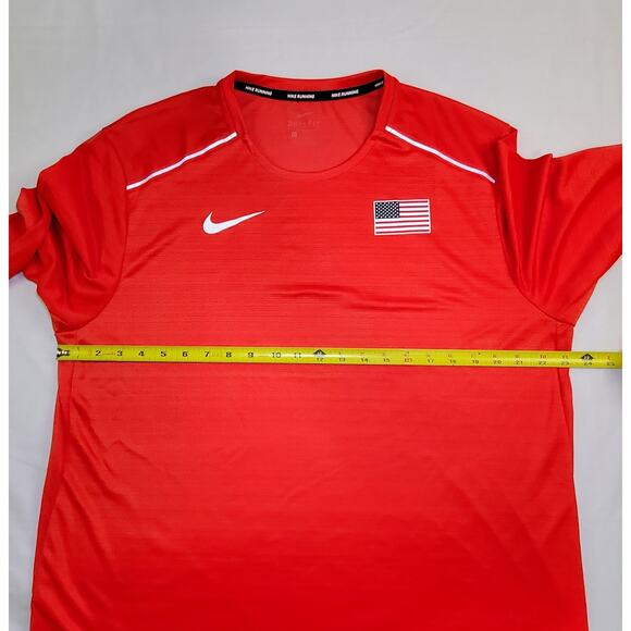 Nike Size XL Miler Dri-Fit Team USA Running Shirt Mens Red Long Sleeve Ca10 - Picture 3 of 7